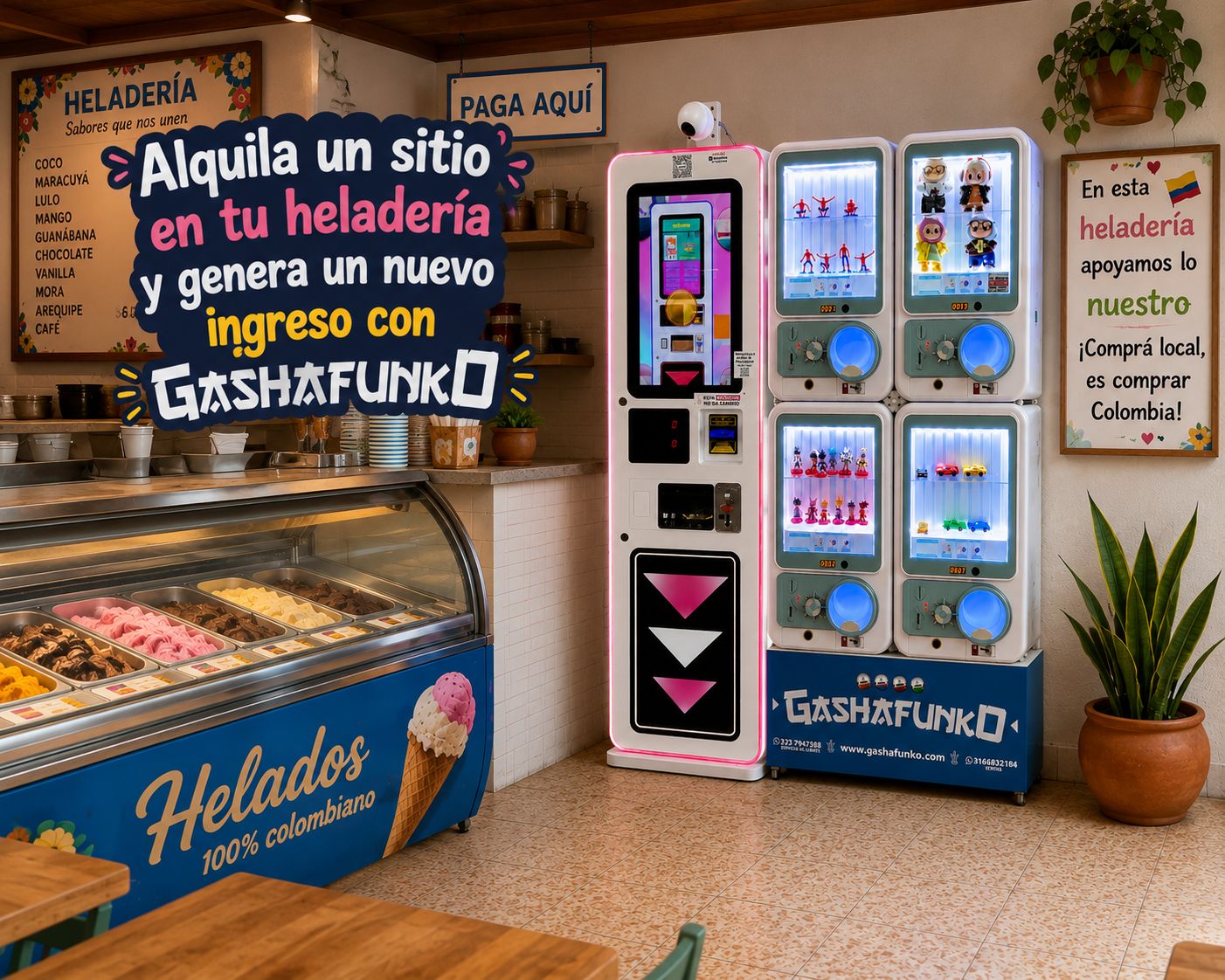 Máquina GASHAFUNKO instalada en una heladería